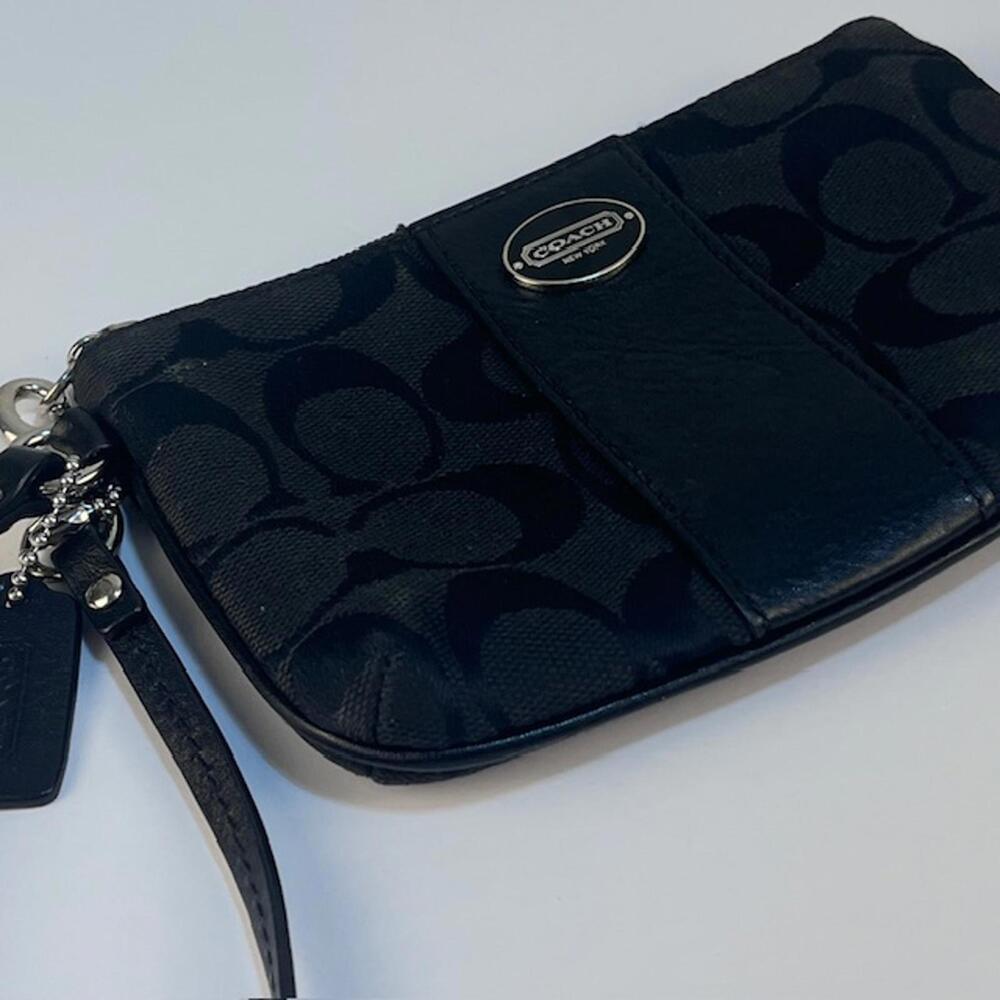 Coach Signature Black Wristlet Pouch